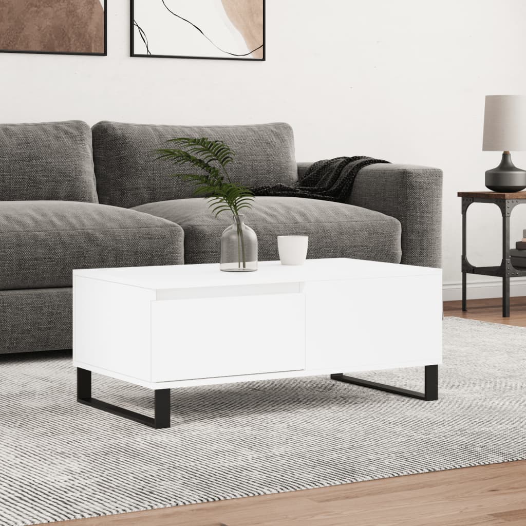 Table basse Blanc 90x50x36,5 cm Bois d'ingénierie - XIOS