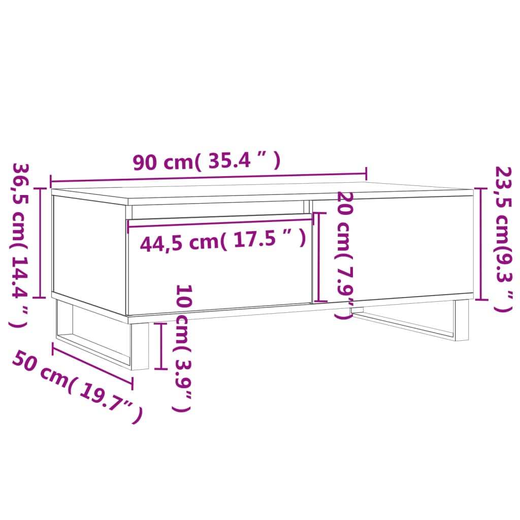 Table basse Chêne sonoma 90x50x36,5 cm Bois d'ingénierie - XIOS