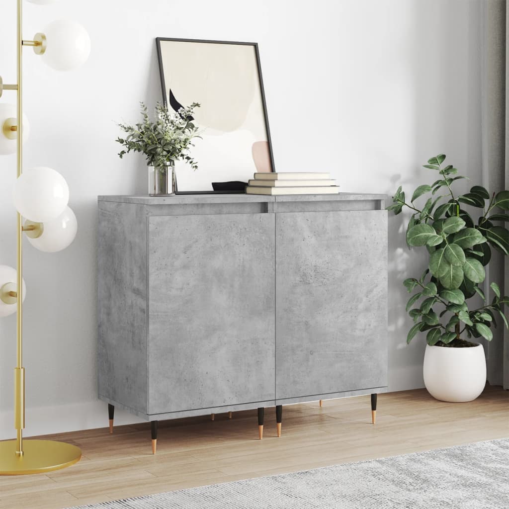 Buffets 2 pcs gris béton 40x35x70 cm bois d'ingénierie - XIOS