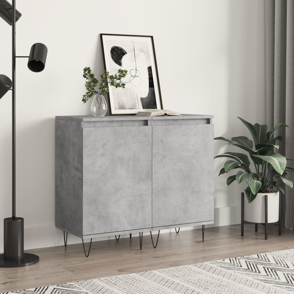 Buffets 2 pcs gris béton 40x35x70 cm bois d'ingénierie - XIOS
