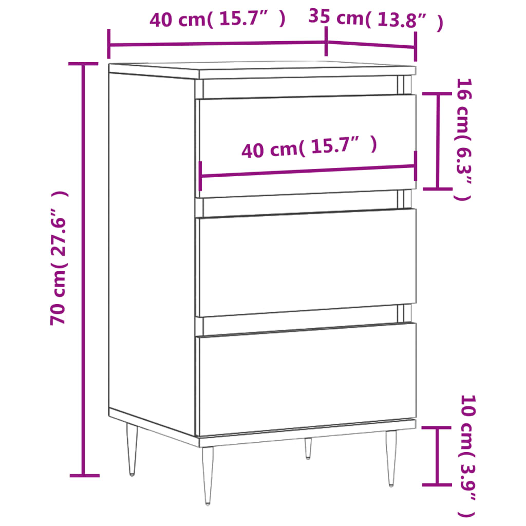 Buffet sonoma gris 40x35x70 cm bois d'ingénierie - XIOS