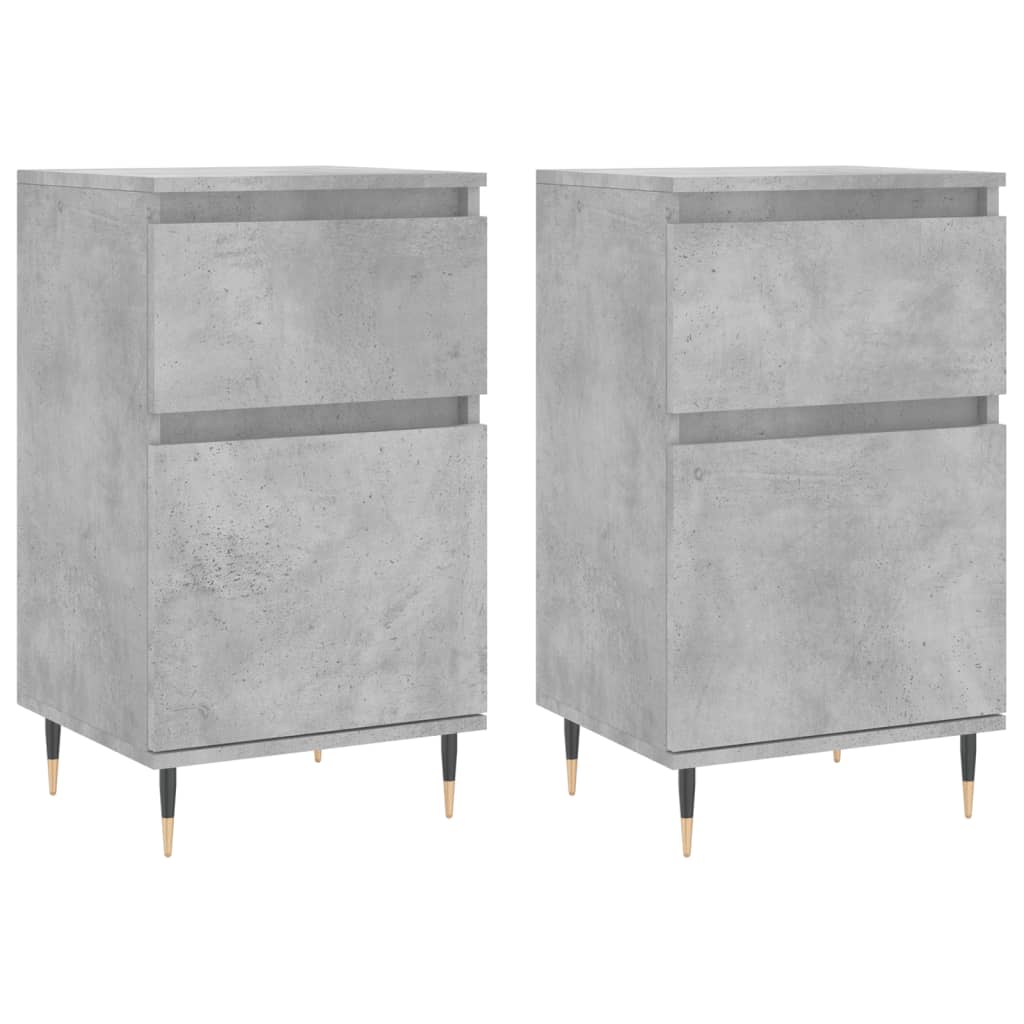 Buffets 2 pcs gris béton 40x35x70 cm bois d'ingénierie - XIOS
