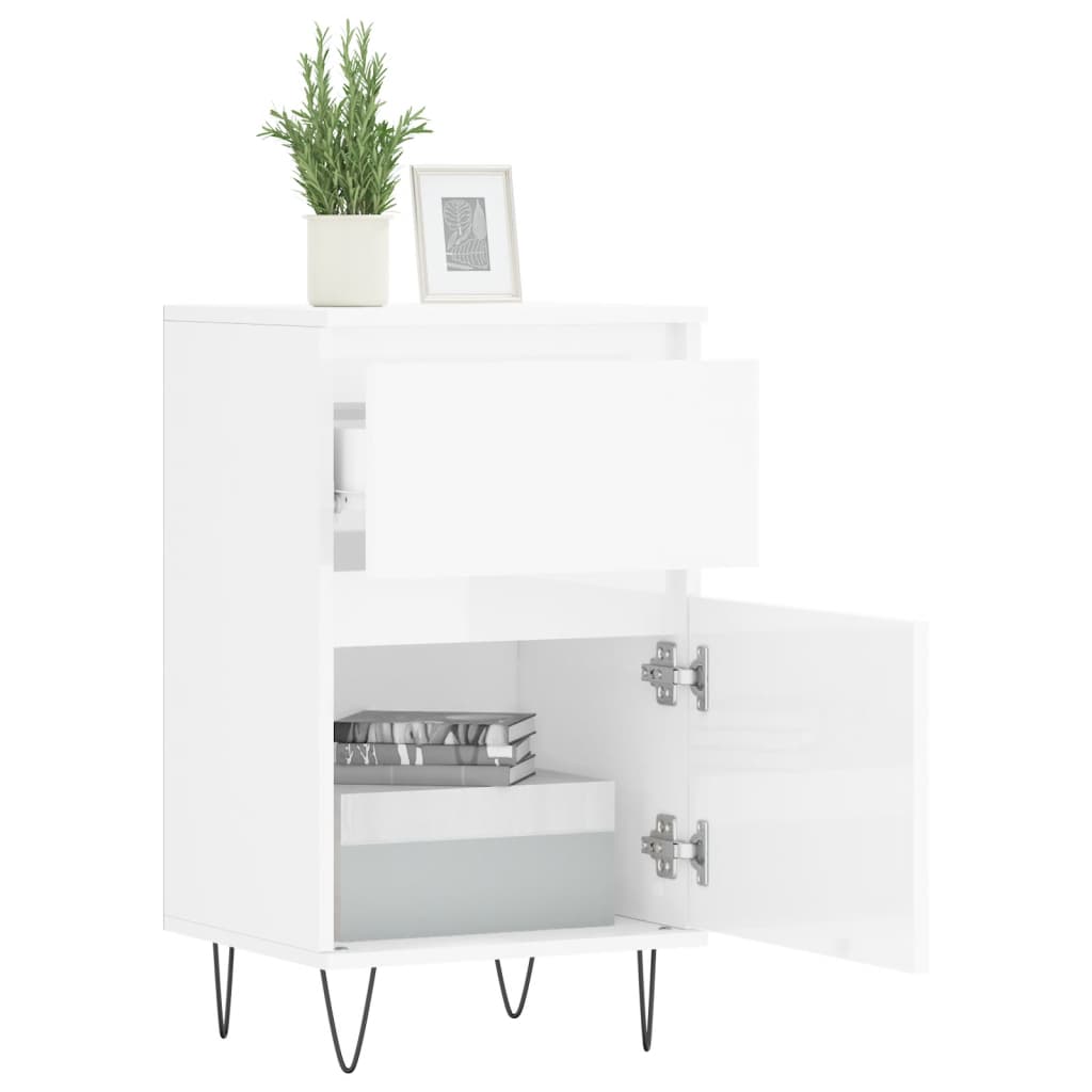 Buffets 2 pcs blanc brillant 40x35x70 cm bois d'ingénierie - XIOS