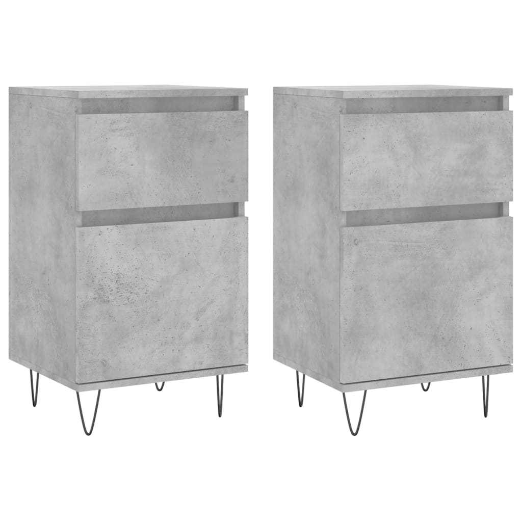 Buffets 2 pcs gris béton 40x35x70 cm bois d'ingénierie - XIOS