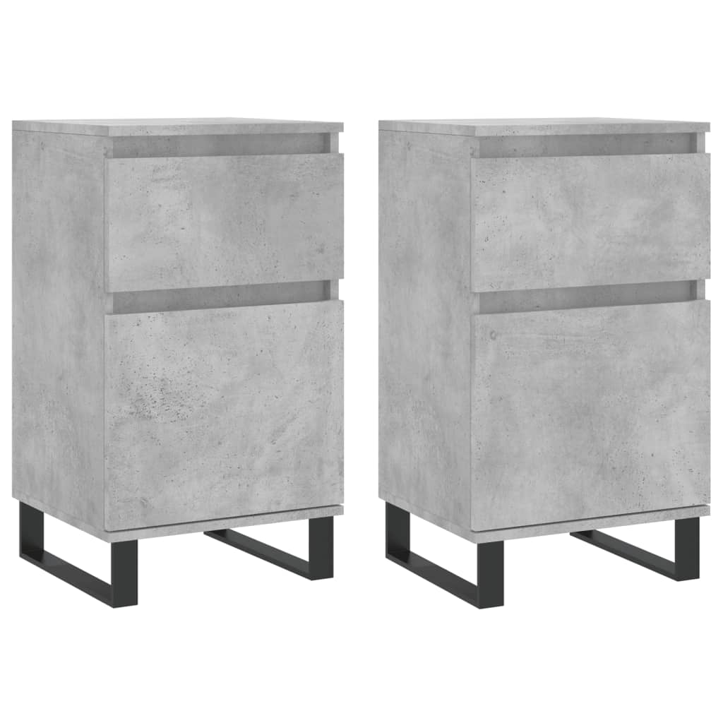 Buffets 2 pcs gris béton 40x35x70 cm bois d'ingénierie - XIOS