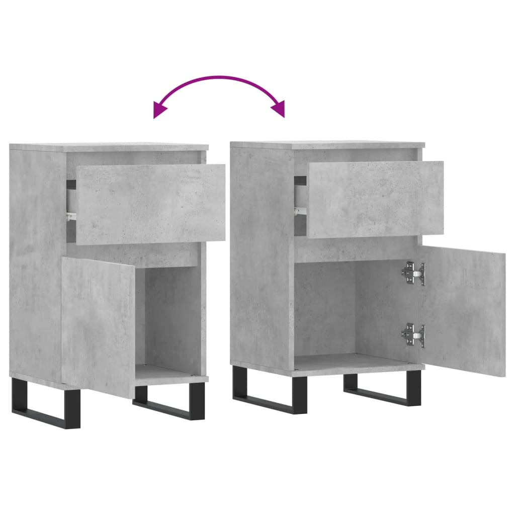 Buffets 2 pcs gris béton 40x35x70 cm bois d'ingénierie - XIOS