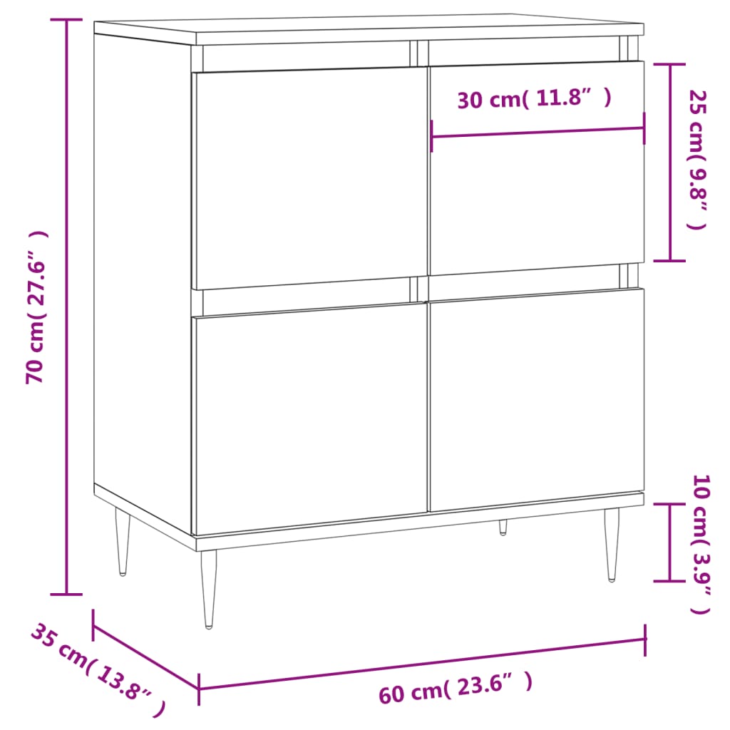 Buffet Chêne sonoma 60x35x70 cm Bois d'ingénierie
