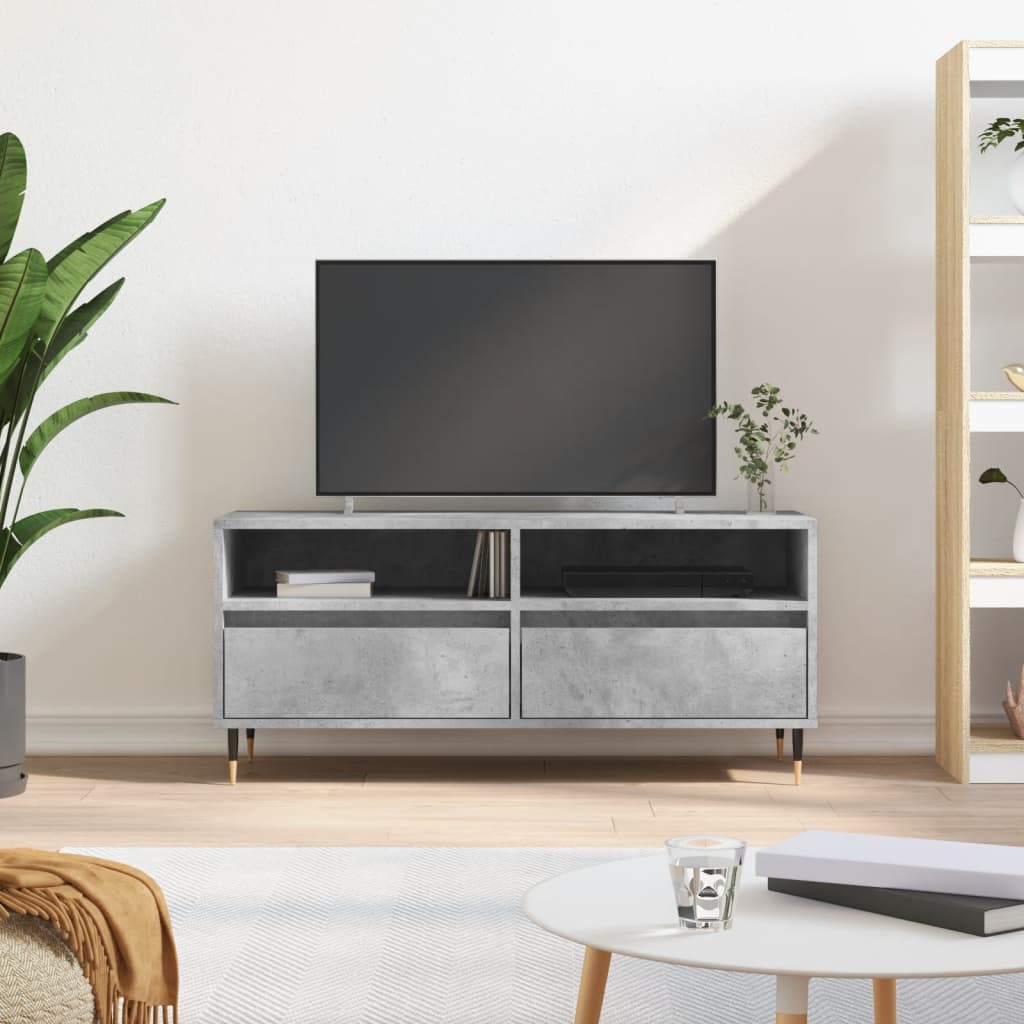 Meuble TV gris béton 100x34,5x44,5 cm bois d'ingénierie Meubles TV vidaXL   