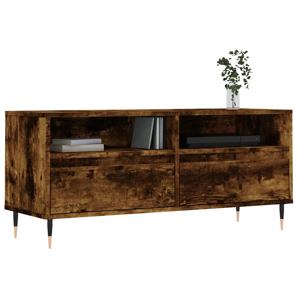 Meuble TV chêne fumé 100x34,5x44,5 cm bois d'ingénierie - XIOS