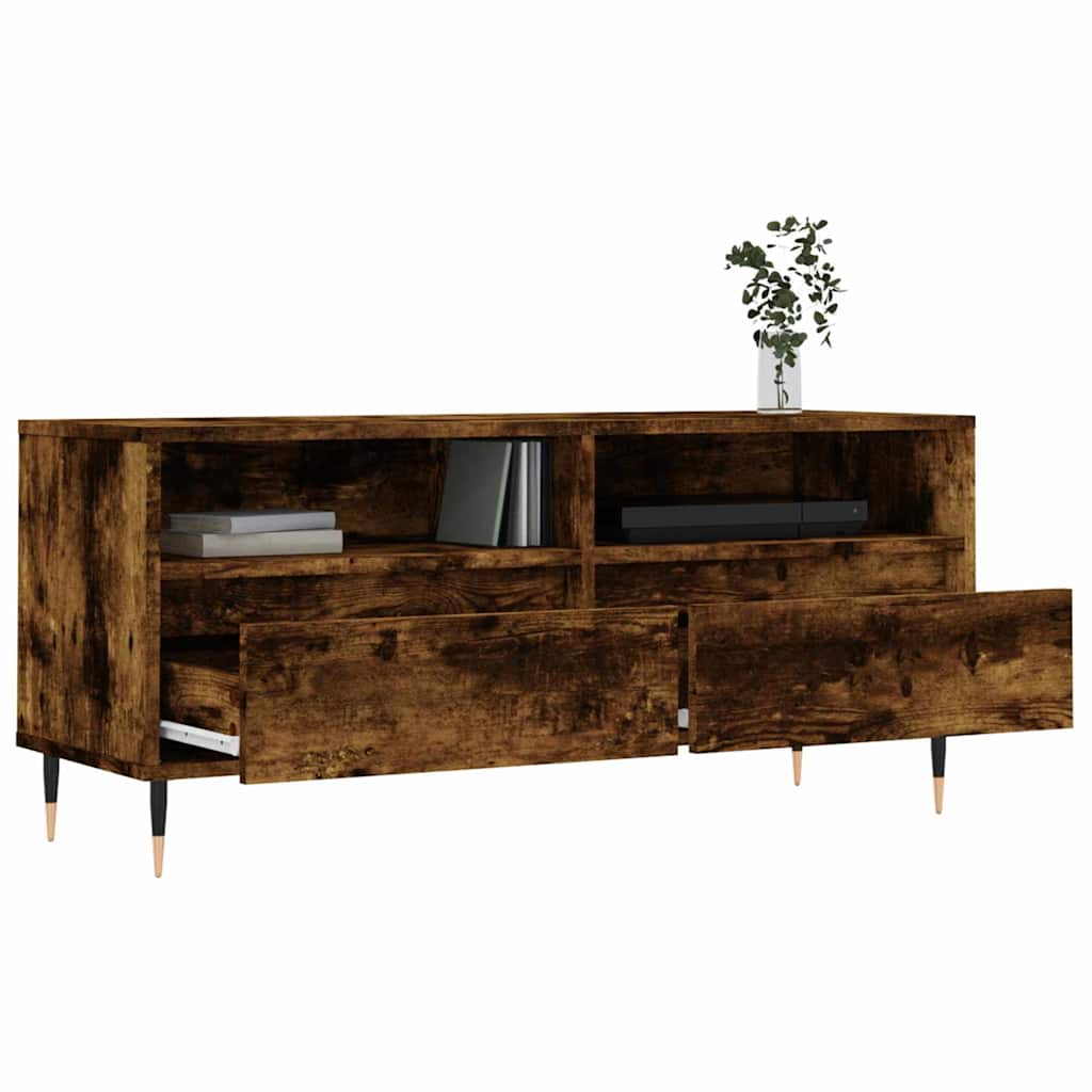 Meuble TV chêne fumé 100x34,5x44,5 cm bois d'ingénierie - XIOS