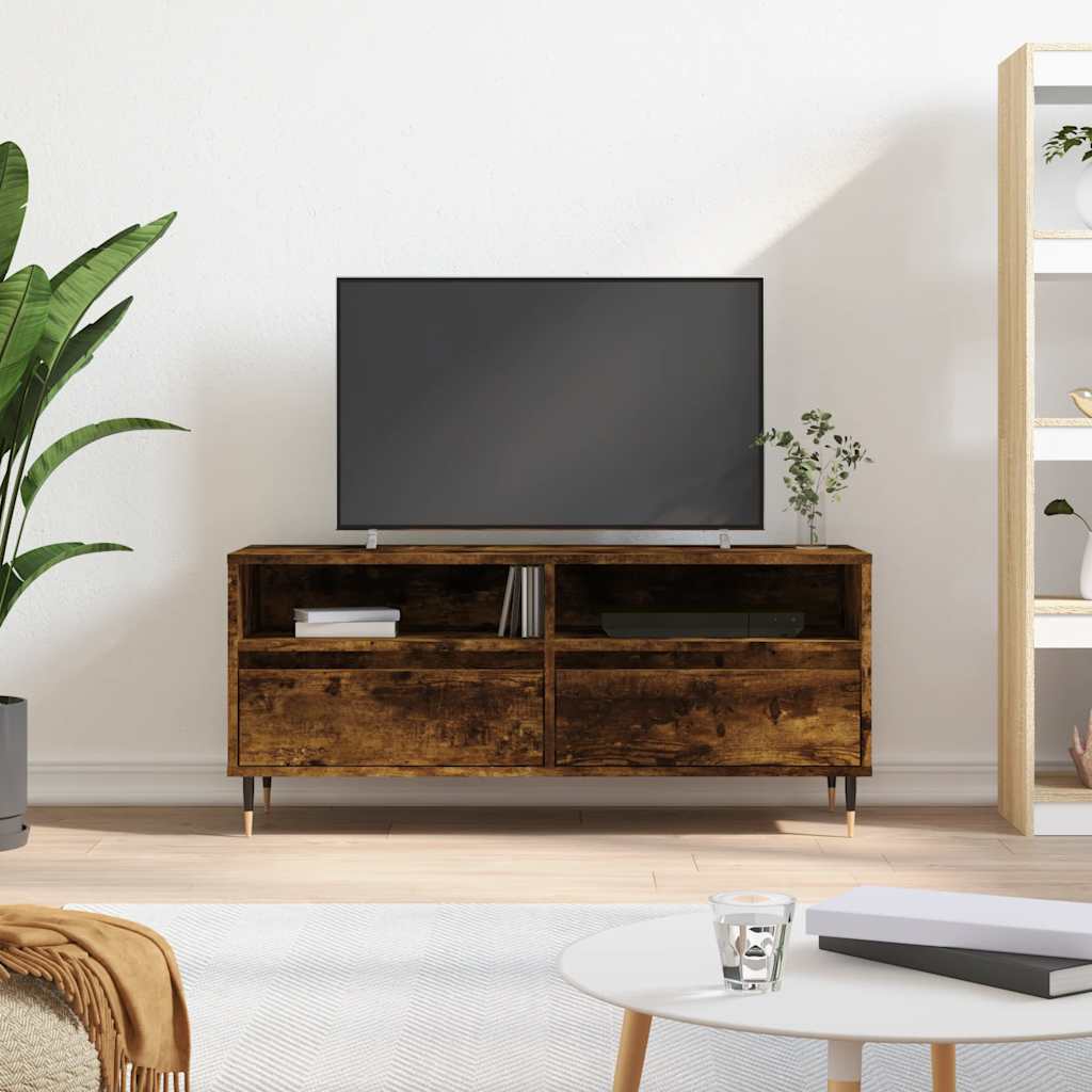 Meuble TV chêne fumé 100x34,5x44,5 cm bois d'ingénierie - XIOS
