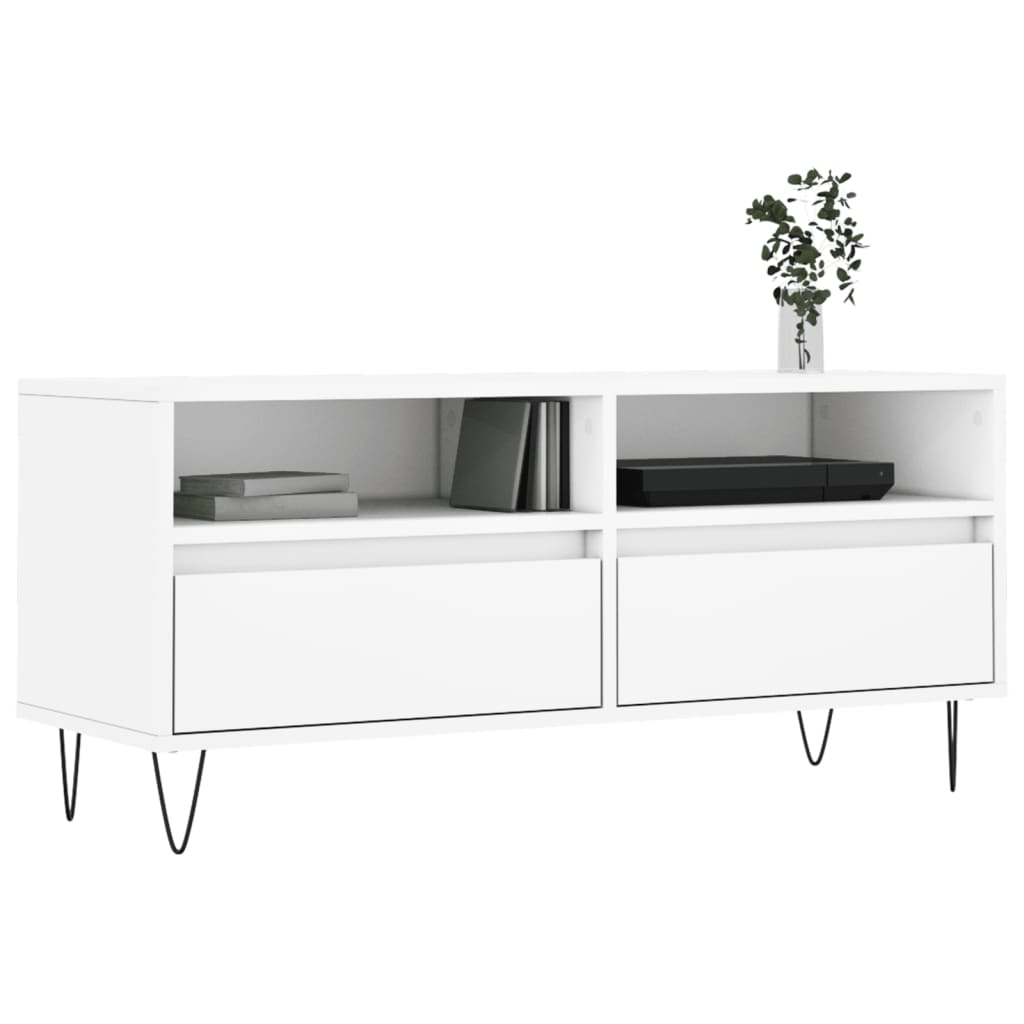 Meuble TV blanc 100x34,5x44,5 cm bois d'ingénierie - XIOS