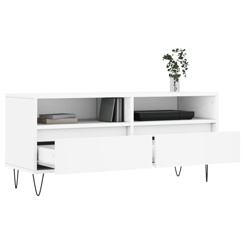 Meuble TV blanc 100x34,5x44,5 cm bois d'ingénierie - XIOS