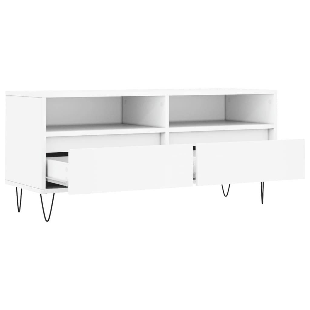 Meuble TV blanc 100x34,5x44,5 cm bois d'ingénierie - XIOS