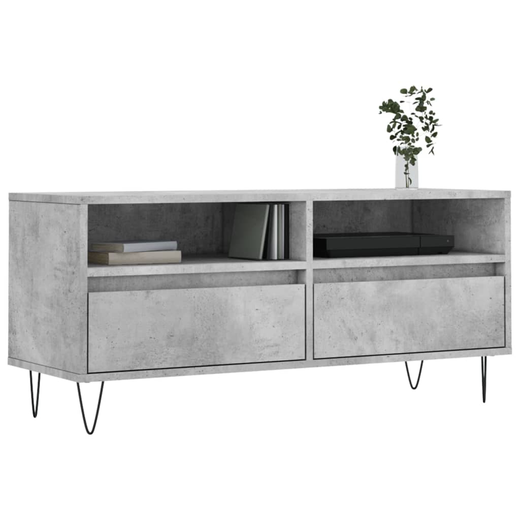 Meuble TV gris béton 100x34,5x44,5 cm bois d'ingénierie - XIOS