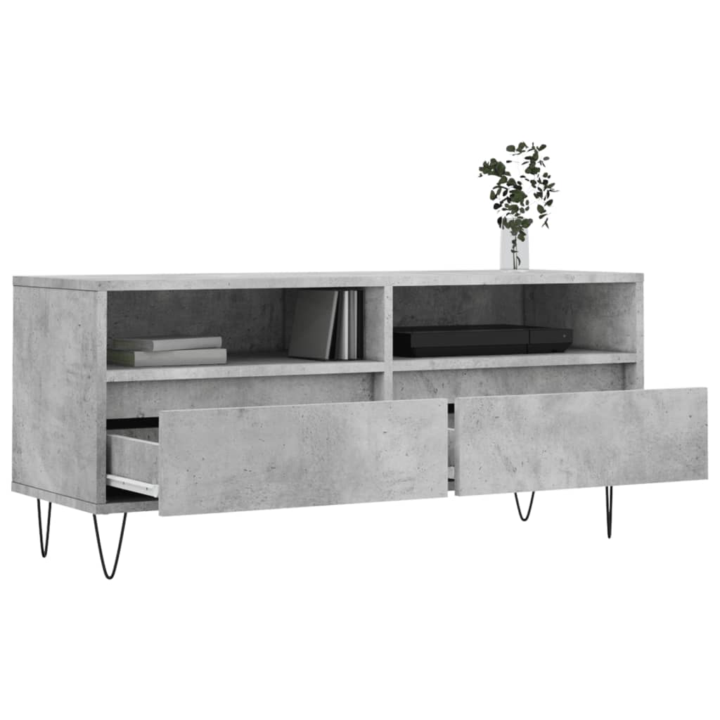 Meuble TV gris béton 100x34,5x44,5 cm bois d'ingénierie - XIOS