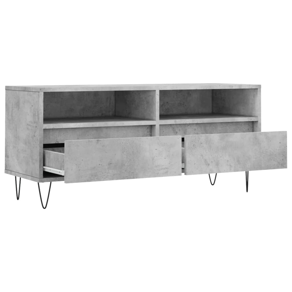 Meuble TV gris béton 100x34,5x44,5 cm bois d'ingénierie - XIOS