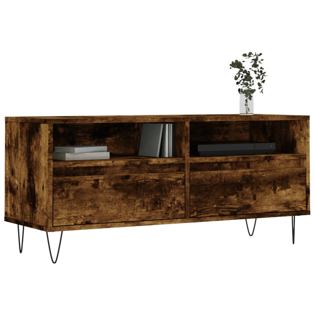 Meuble TV chêne fumé 100x34,5x44,5 cm bois d'ingénierie - XIOS