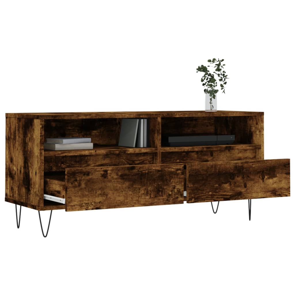 Meuble TV chêne fumé 100x34,5x44,5 cm bois d'ingénierie - XIOS