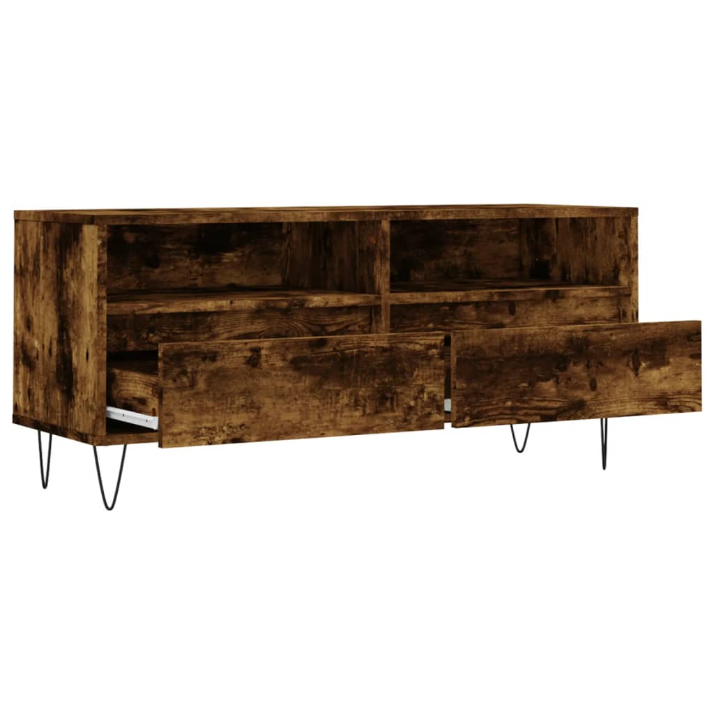 Meuble TV chêne fumé 100x34,5x44,5 cm bois d'ingénierie - XIOS