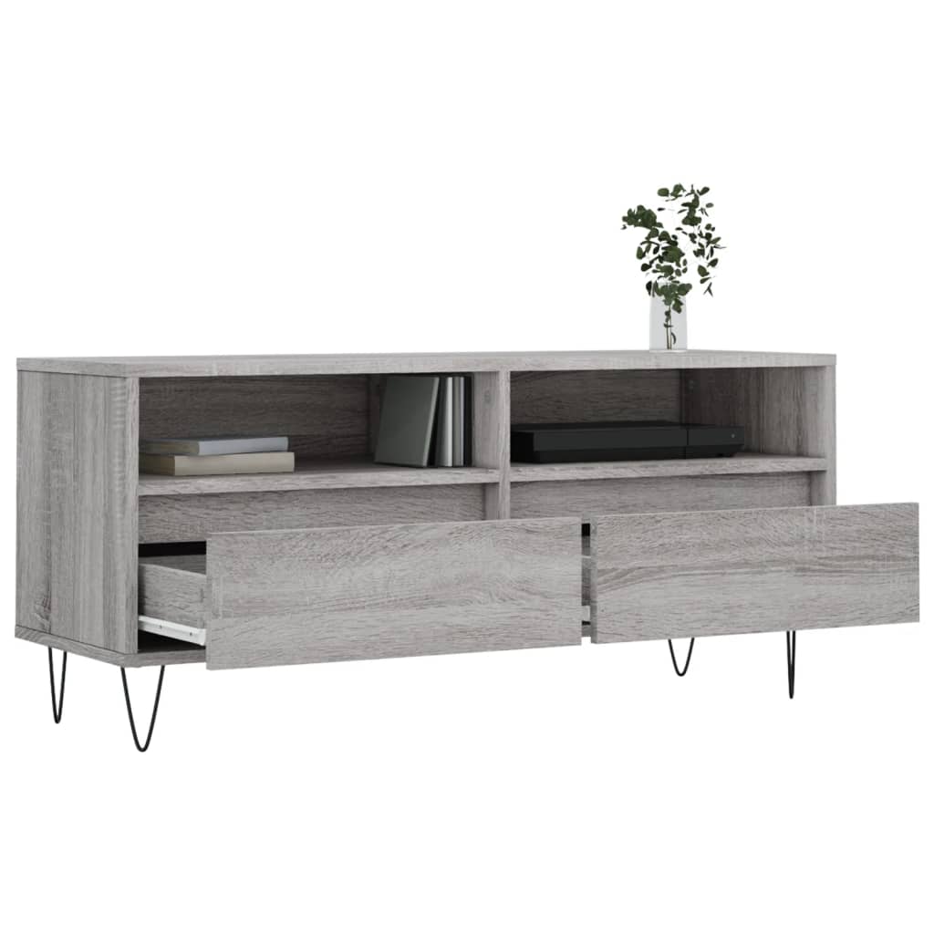 Meuble TV sonoma gris 100x34,5x44,5 cm bois d'ingénierie Meubles TV vidaXL   