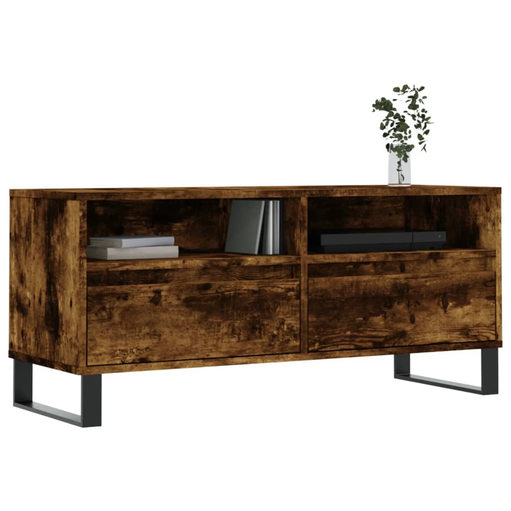 Meuble TV chêne fumé 100x34,5x44,5 cm bois d'ingénierie Meubles TV vidaXL   