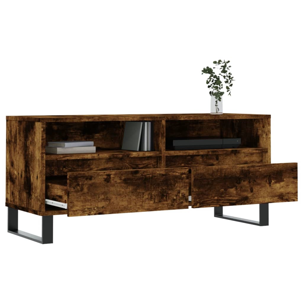 Meuble TV chêne fumé 100x34,5x44,5 cm bois d'ingénierie Meubles TV vidaXL   