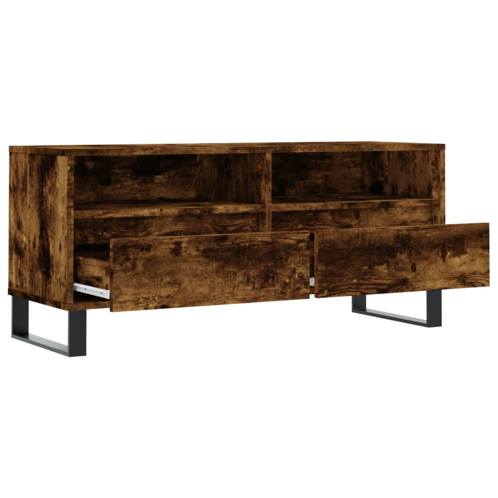 Meuble TV chêne fumé 100x34,5x44,5 cm bois d'ingénierie Meubles TV vidaXL   
