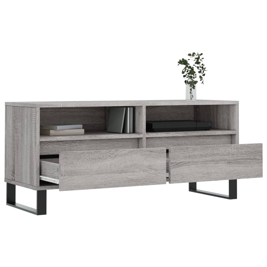 Meuble TV sonoma gris 100x34,5x44,5 cm bois d'ingénierie - XIOS