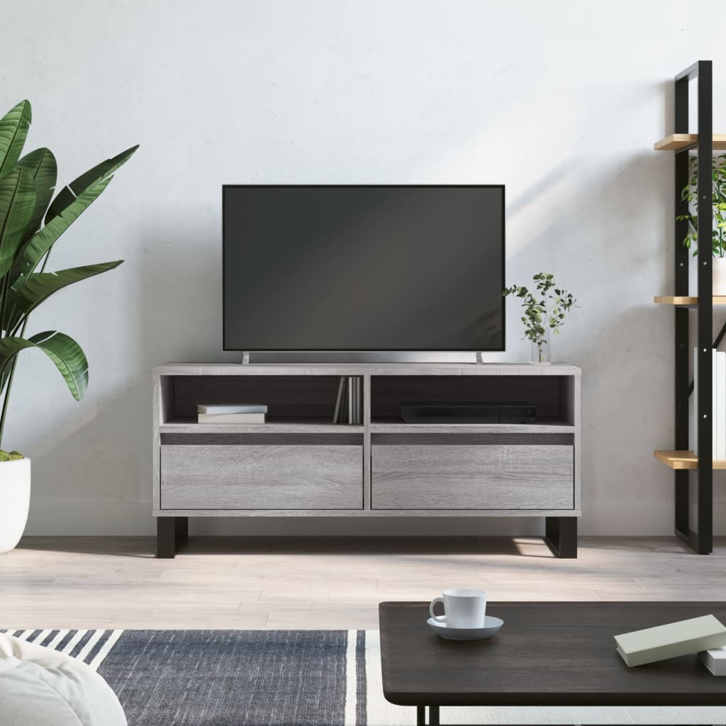 Meuble TV sonoma gris 100x34,5x44,5 cm bois d'ingénierie - XIOS
