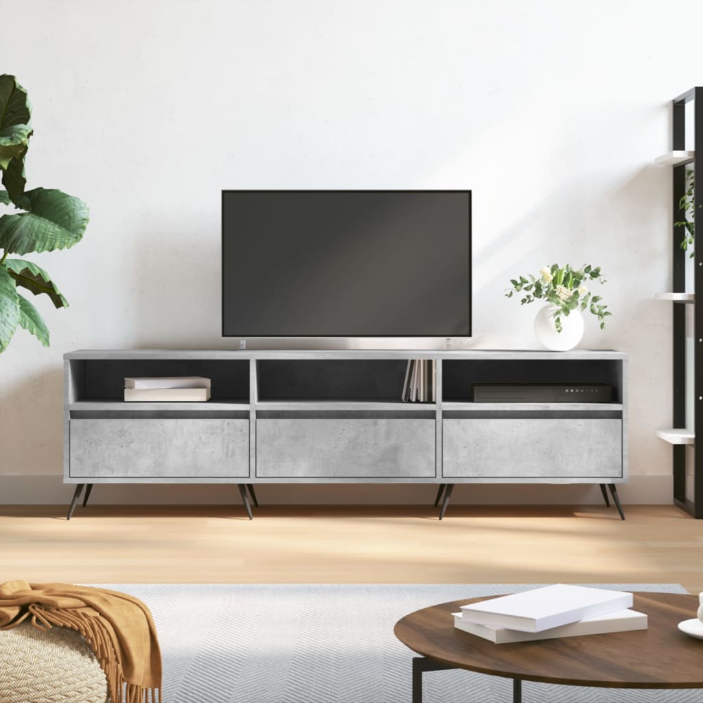 Meuble TV gris béton 150x30x44,5 cm bois d'ingénierie - XIOS