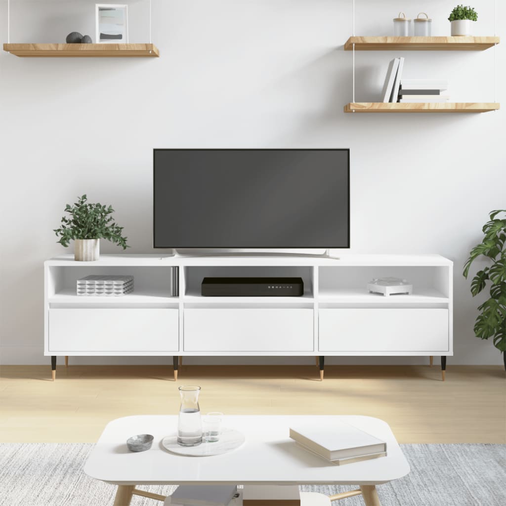 Meuble TV blanc 150x30x44,5 cm bois d'ingénierie - XIOS