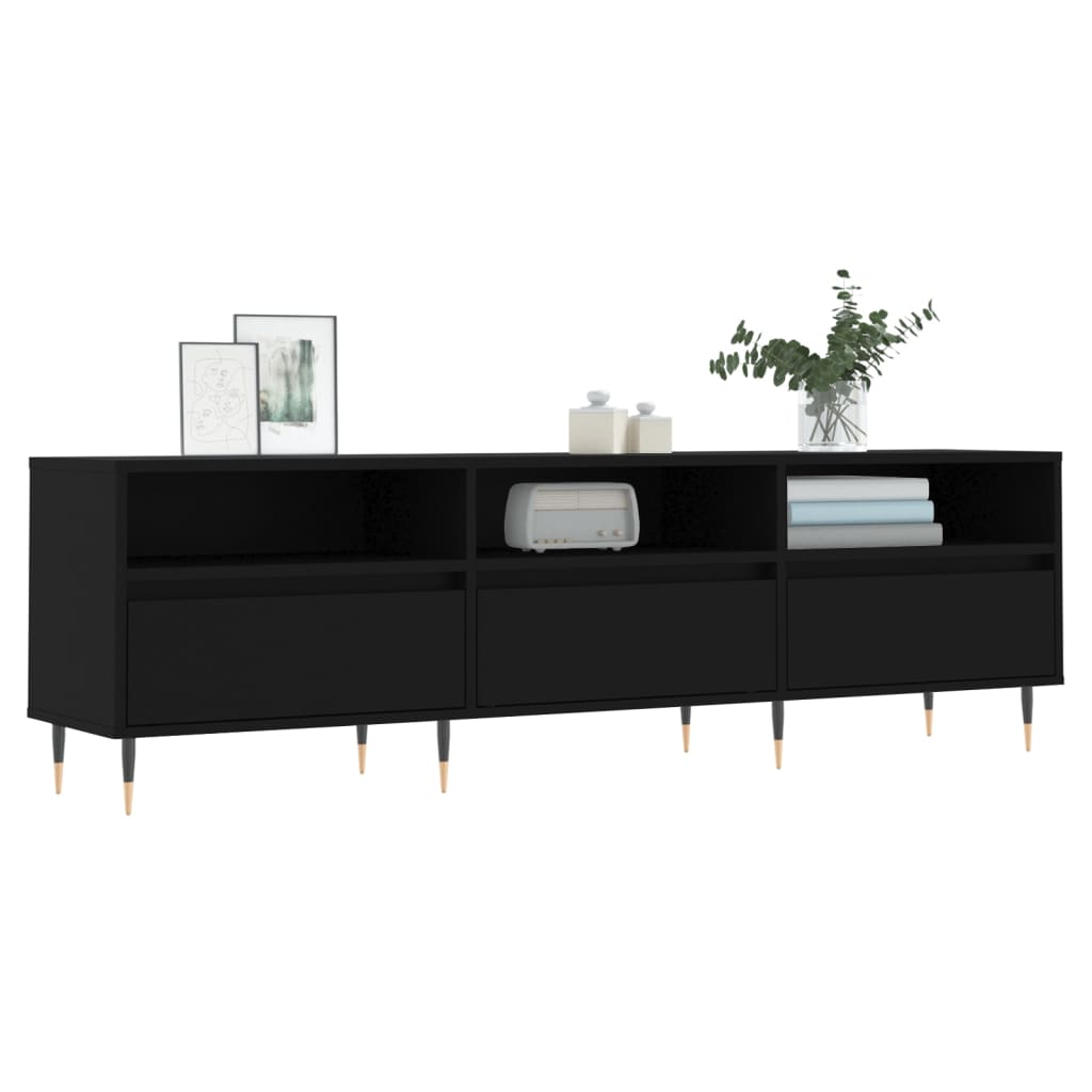 Meuble TV noir 150x30x44,5 cm bois d'ingénierie - XIOS
