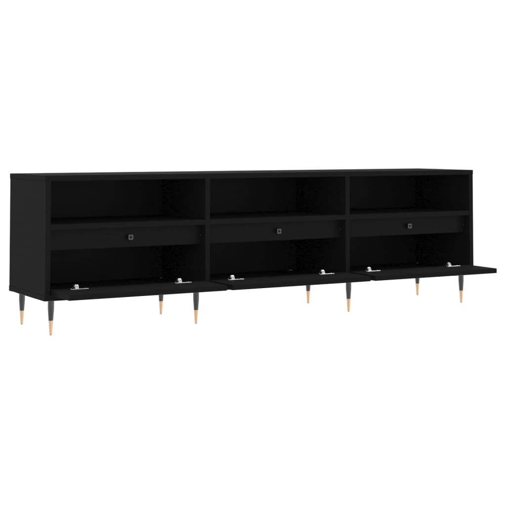 Meuble TV noir 150x30x44,5 cm bois d'ingénierie - XIOS
