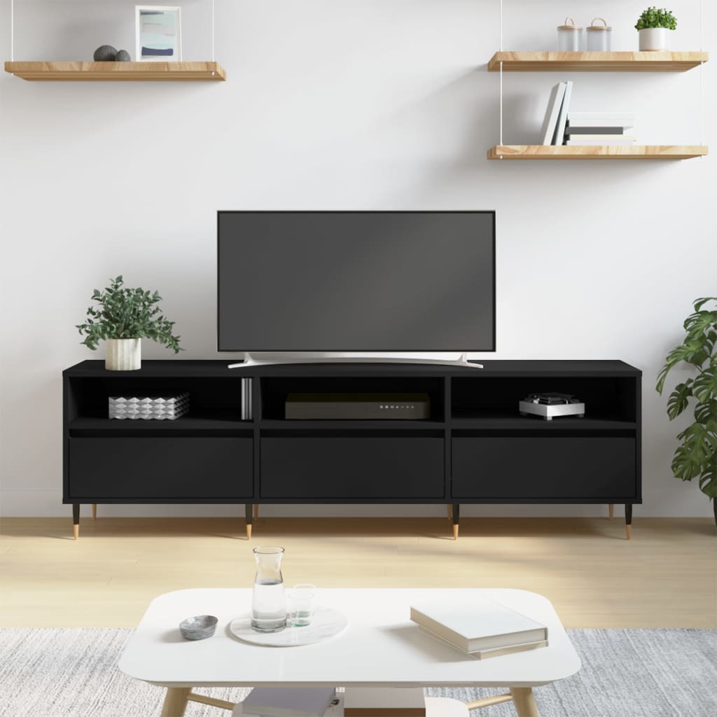 Meuble TV noir 150x30x44,5 cm bois d'ingénierie Meubles TV vidaXL