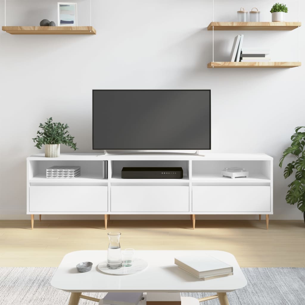 Meuble TV blanc 150x30x44,5 cm bois d'ingénierie - XIOS