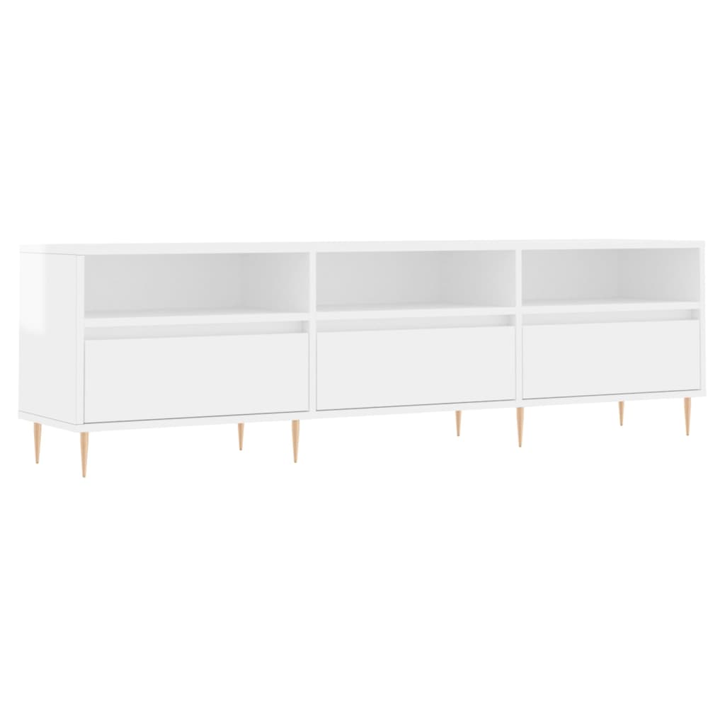 Meuble TV blanc brillant 150x30x44,5 cm bois d'ingénierie - XIOS