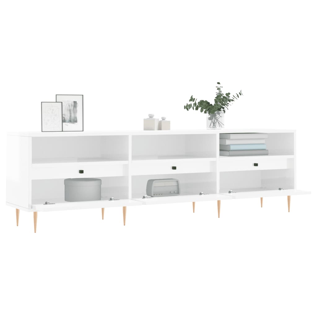 Meuble TV blanc brillant 150x30x44,5 cm bois d'ingénierie - XIOS