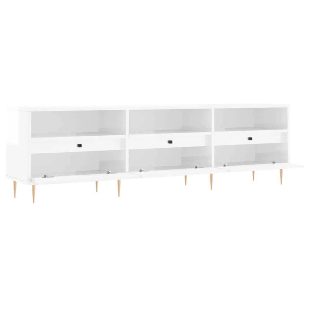Meuble TV blanc brillant 150x30x44,5 cm bois d'ingénierie - XIOS