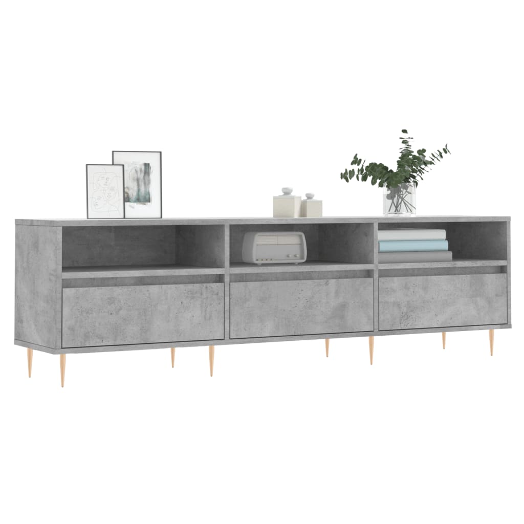 Meuble TV gris béton 150x30x44,5 cm bois d'ingénierie - XIOS