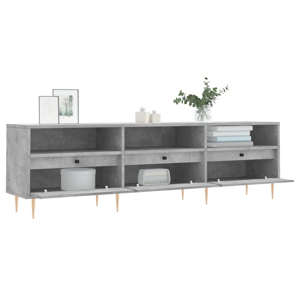 Meuble TV gris béton 150x30x44,5 cm bois d'ingénierie - XIOS