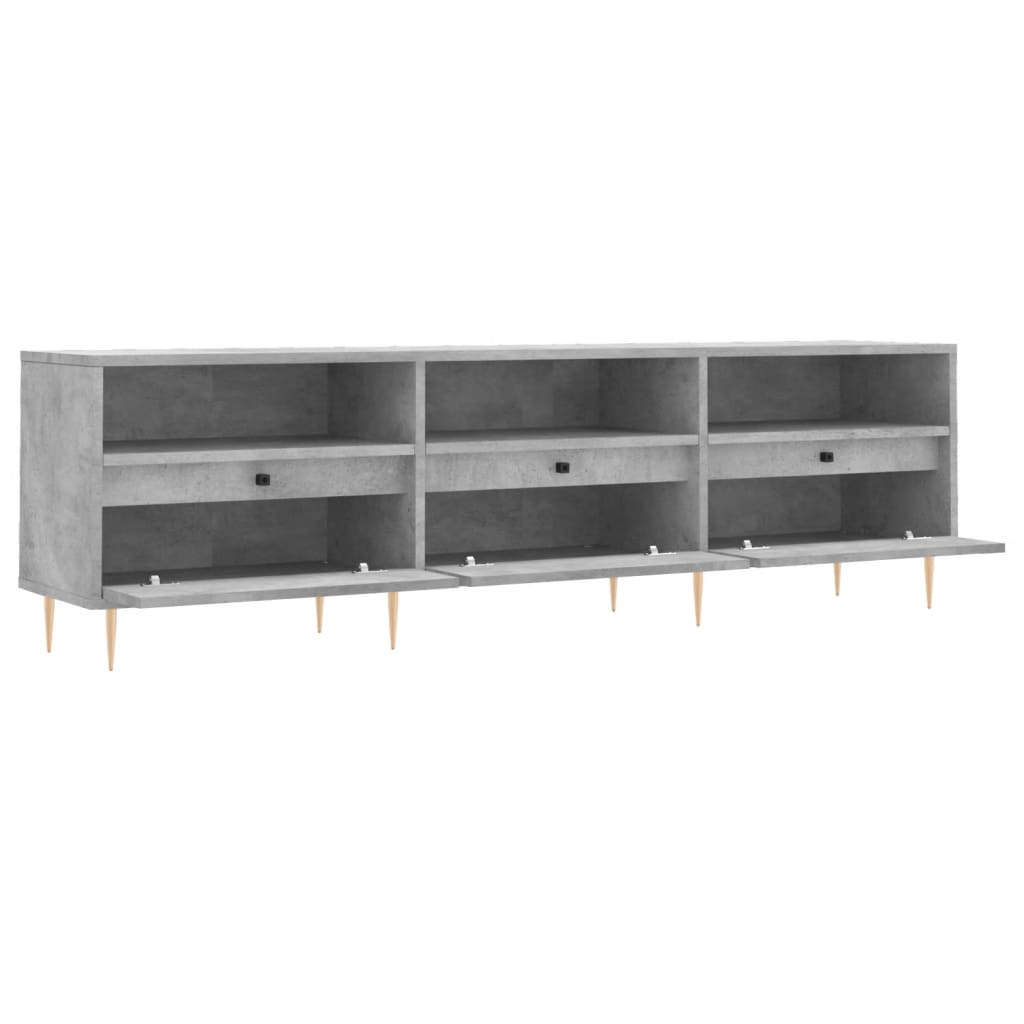 Meuble TV gris béton 150x30x44,5 cm bois d'ingénierie - XIOS