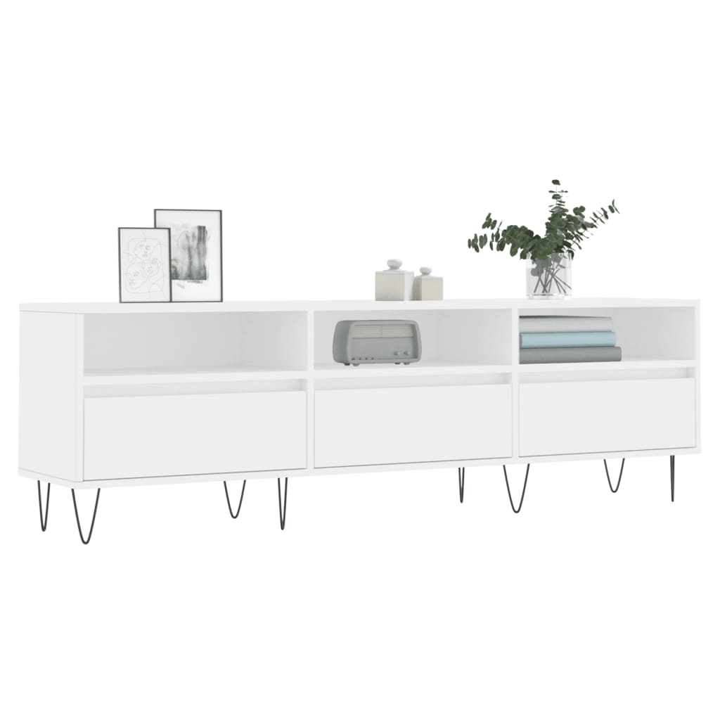 Meuble TV blanc 150x30x44,5 cm bois d'ingénierie - XIOS