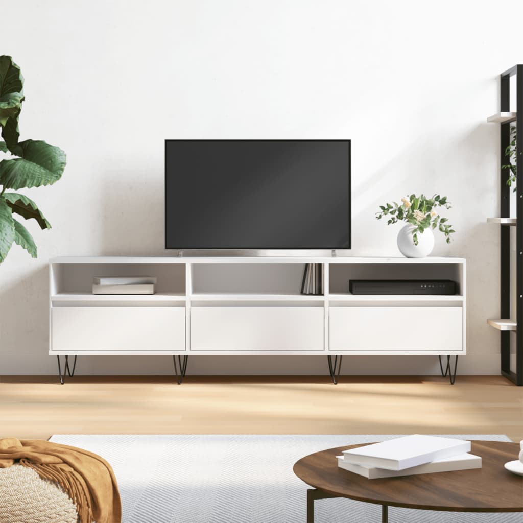 Meuble TV blanc 150x30x44,5 cm bois d'ingénierie - XIOS