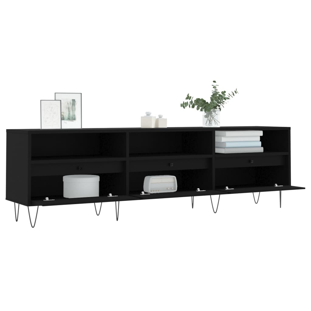 Meuble TV noir 150x30x44,5 cm bois d'ingénierie - XIOS