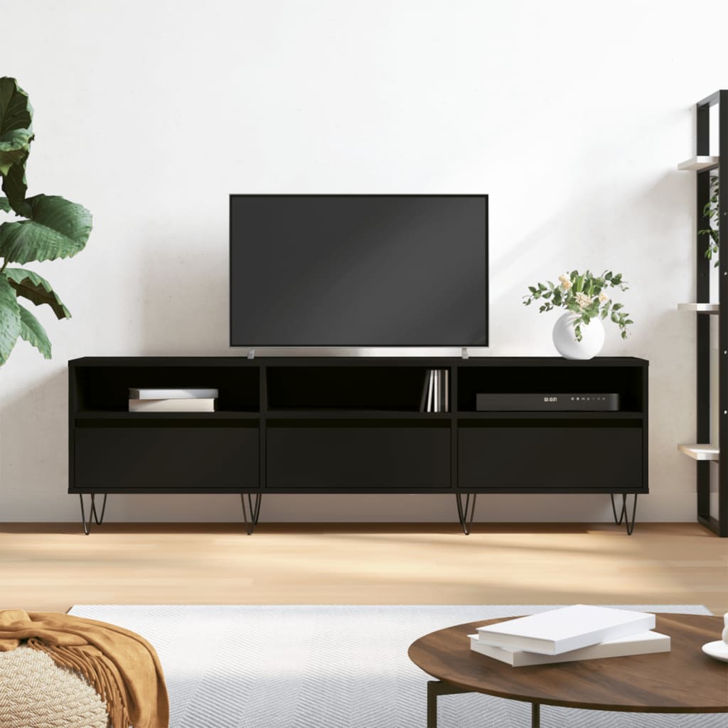 Meuble TV noir 150x30x44,5 cm bois d'ingénierie - XIOS