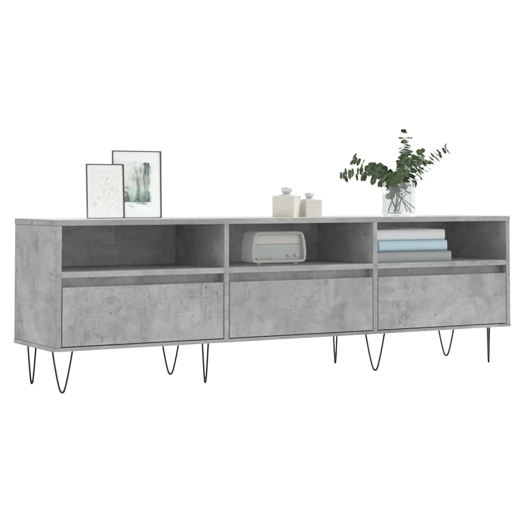 Meuble TV gris béton 150x30x44,5 cm bois d'ingénierie - XIOS