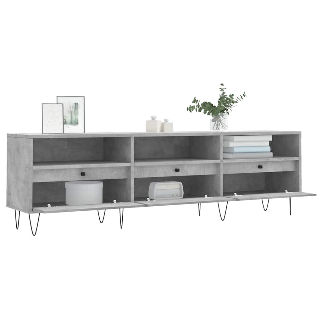 Meuble TV gris béton 150x30x44,5 cm bois d'ingénierie - XIOS