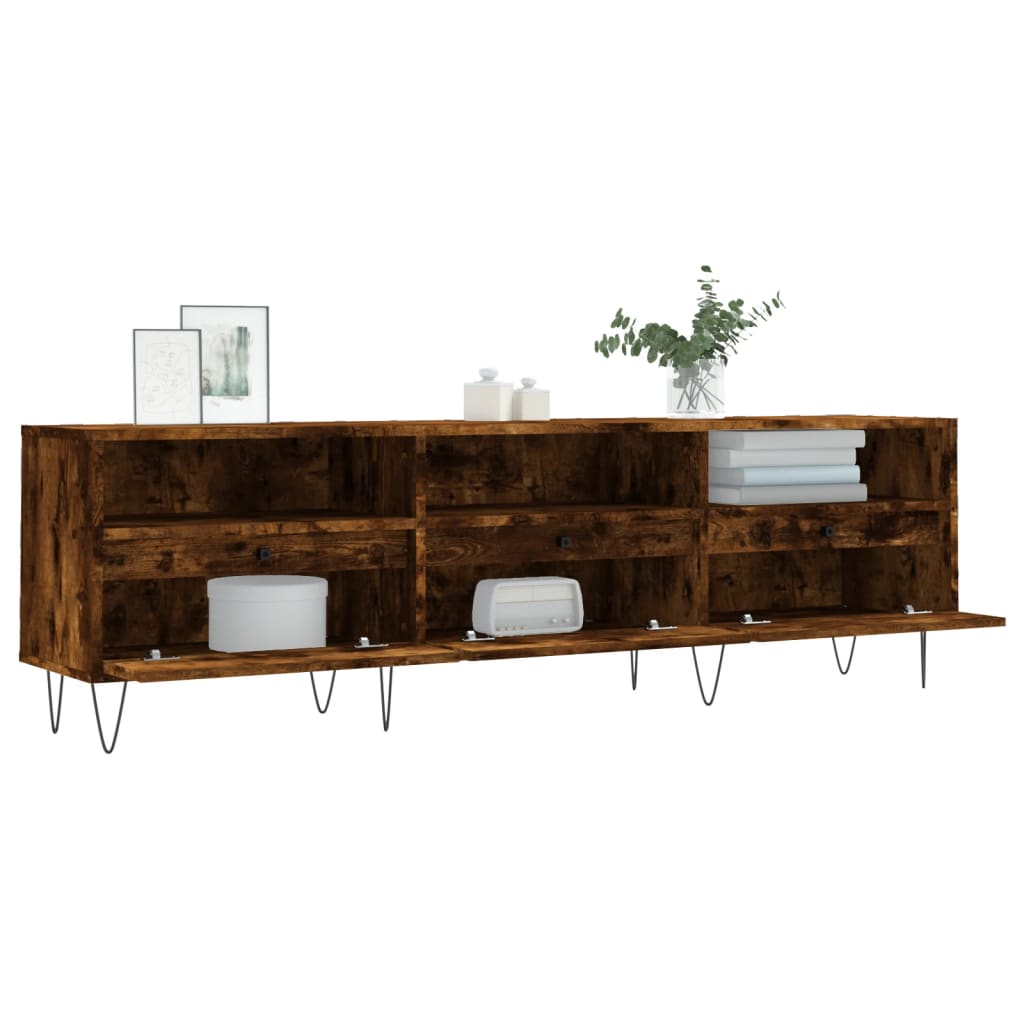 Meuble TV chêne fumé 150x30x44,5 cm bois d'ingénierie - XIOS
