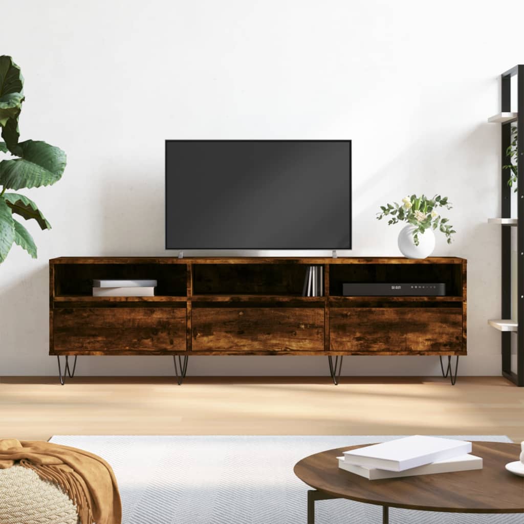 Meuble TV chêne fumé 150x30x44,5 cm bois d'ingénierie - XIOS